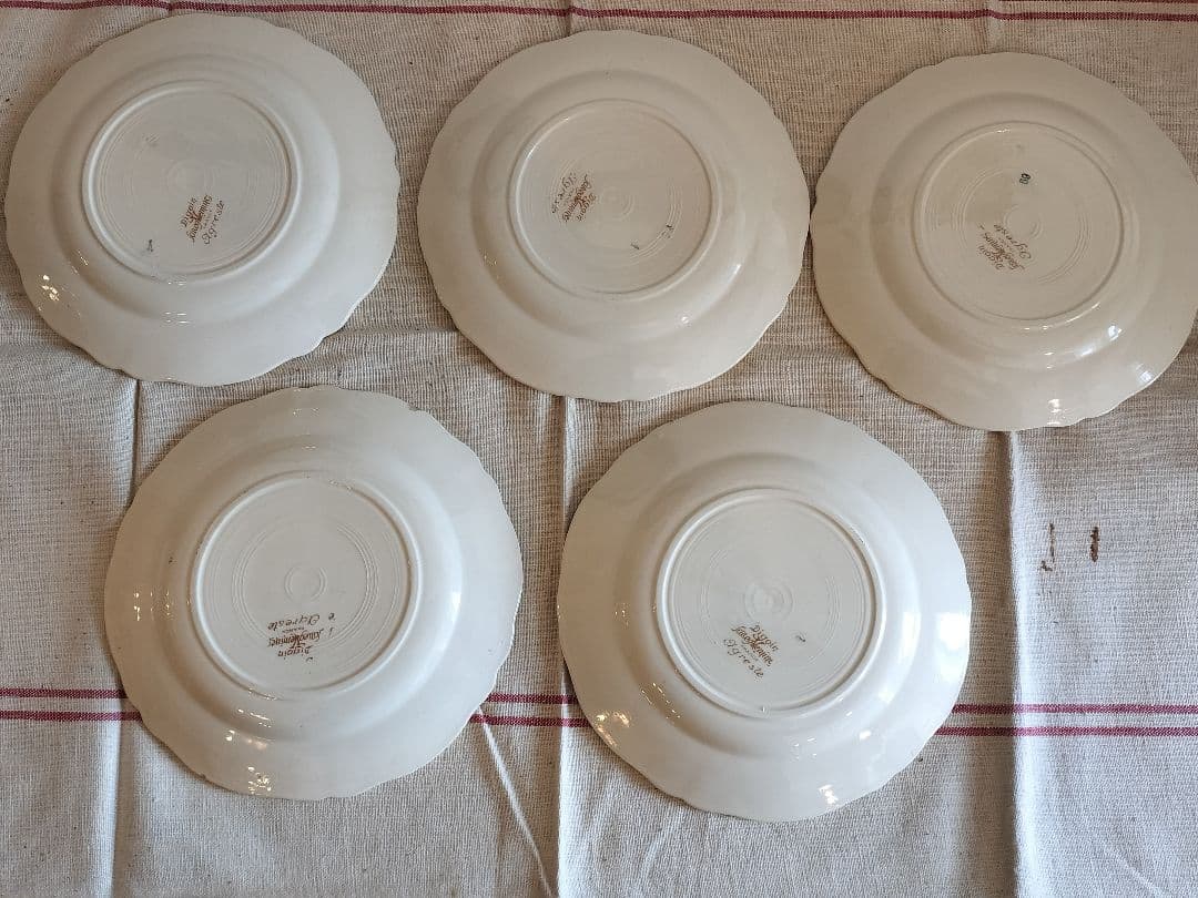 アンティーク　フランス　サルグミンヌ　アグレストデザート皿　5枚セット　19cm