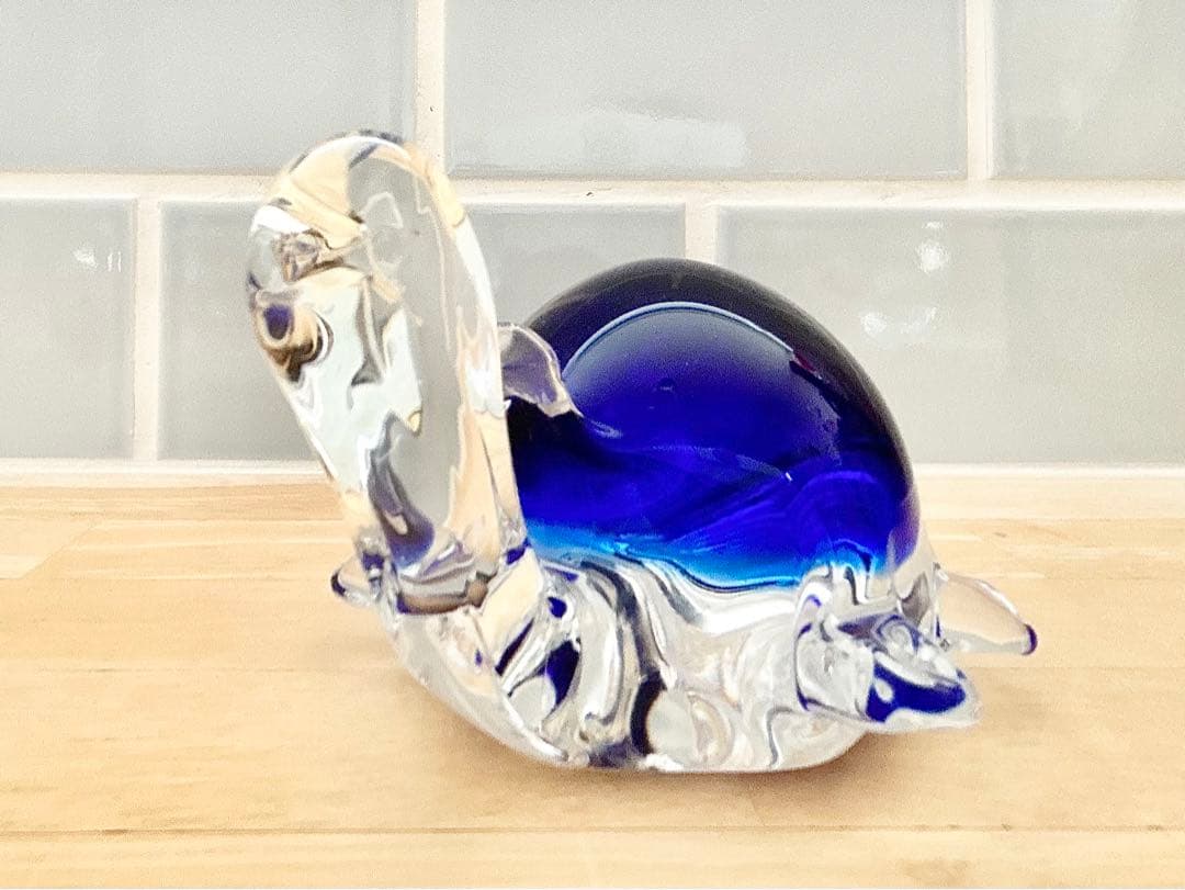 ベネチア ガラス murano ムラーノ ムラノ ヴェネチアグラス 亀 ブルー