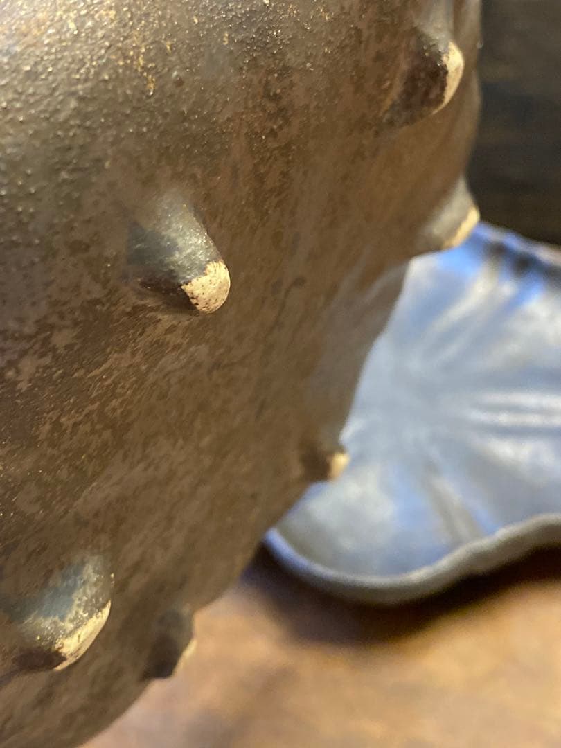 【本日限定特価】安福由美子　黒錆　足付六花弁皿 2枚　レア　作家もの　プレート