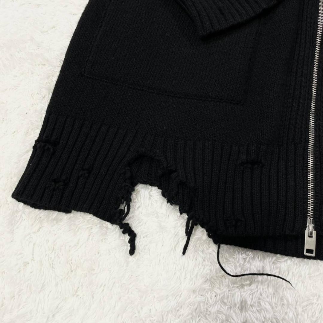 極美品✨DIESEL ニット コート ジャケット クラッシュ加工 ブラック