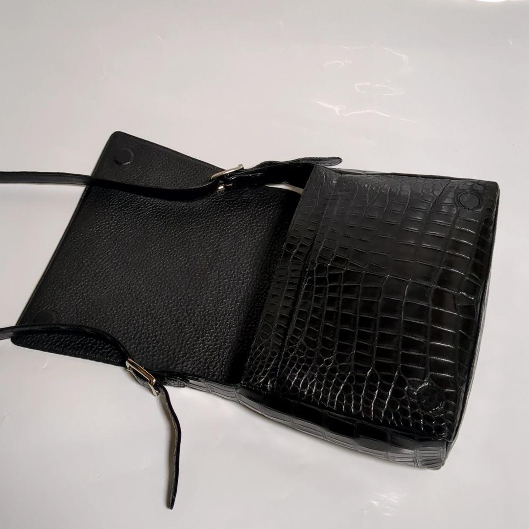 ✨美品✨JRA内タグ クロコダイル ショルダーバッグ センター取り ブラック