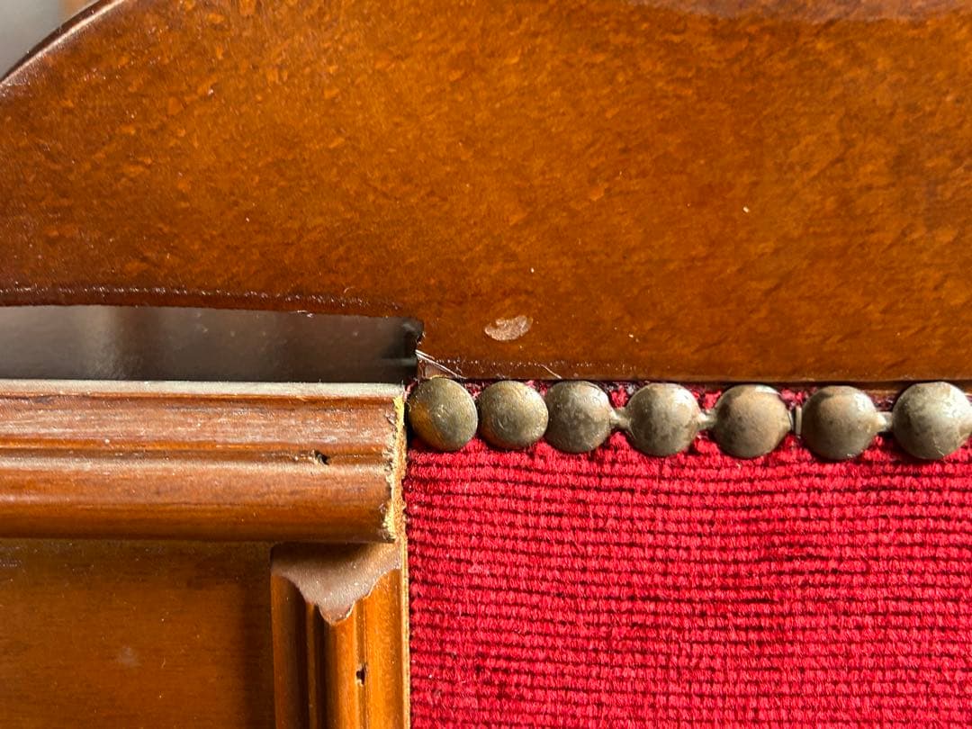 アンティーク　ビンテージ　クラシック　木彫　猫脚　レッド　テレフォンベンチ　GG