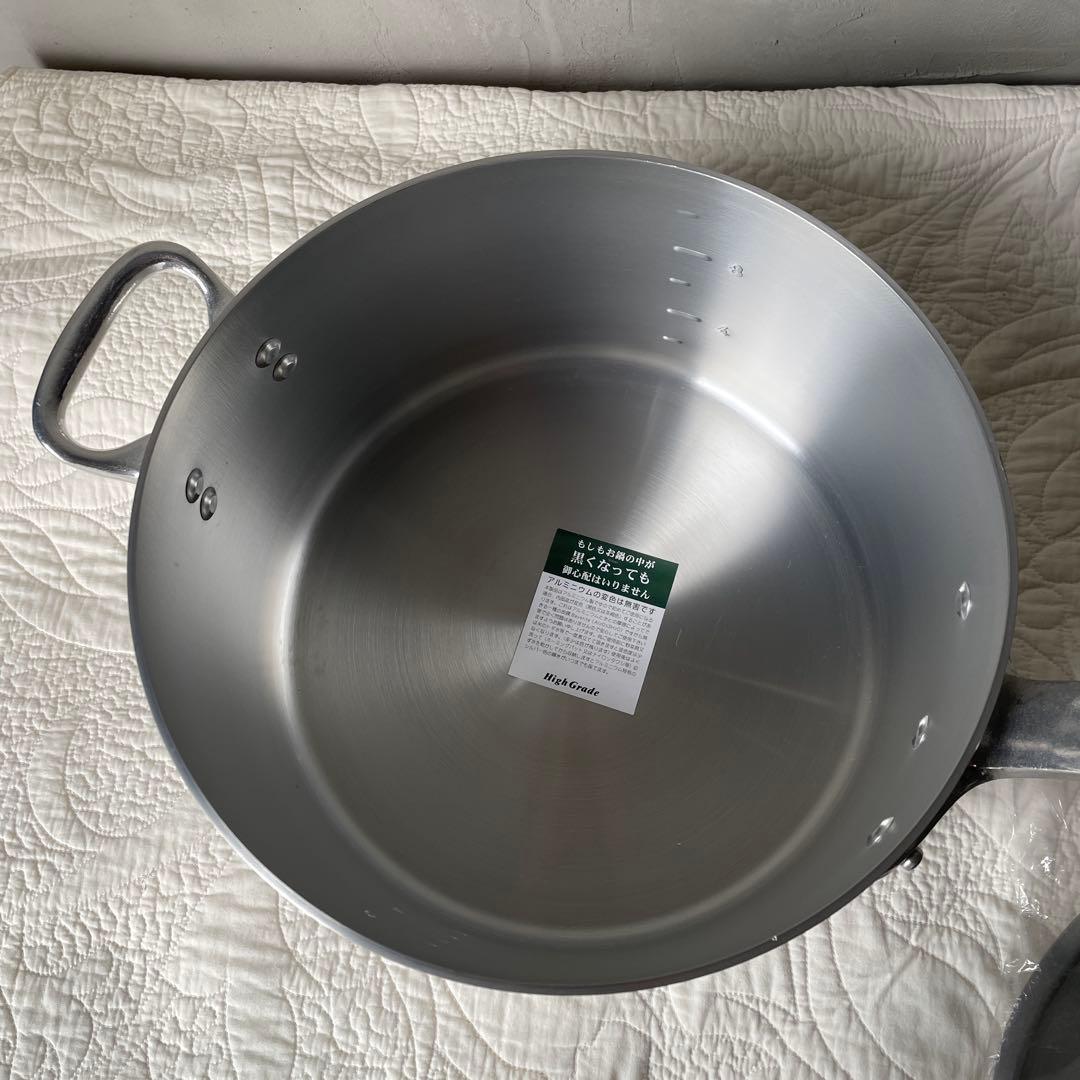 カンダ ハイグレード アルミ片手鍋 寸胴　目盛付 30cm 12L) 蓋つき