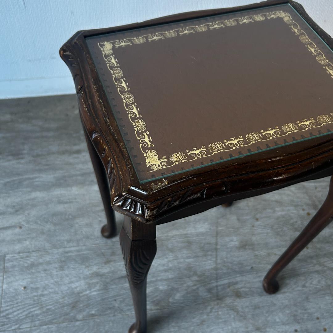 イギリス アンティーク家具 ガラストップ ネストテーブル 1960年頃 950A