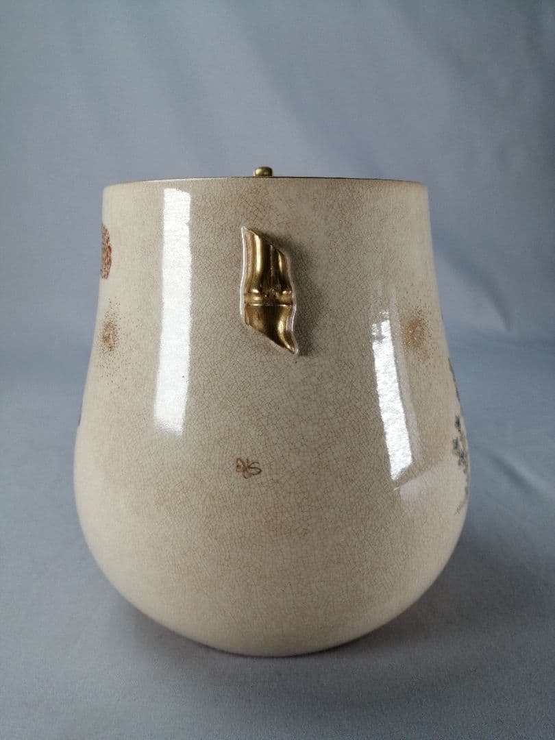 【茶事具】薩摩焼秋草絵水指　水指414