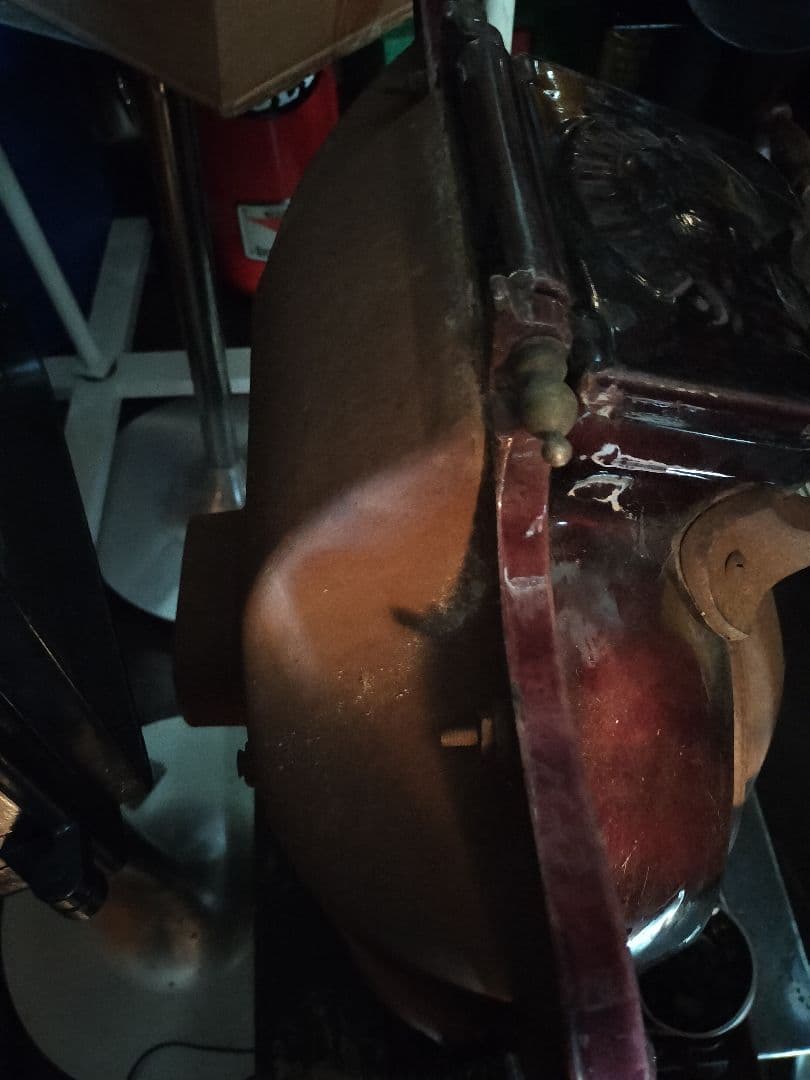 フランスアンティークストーブ　暖炉　エナメル塗装　アンティーク　赤