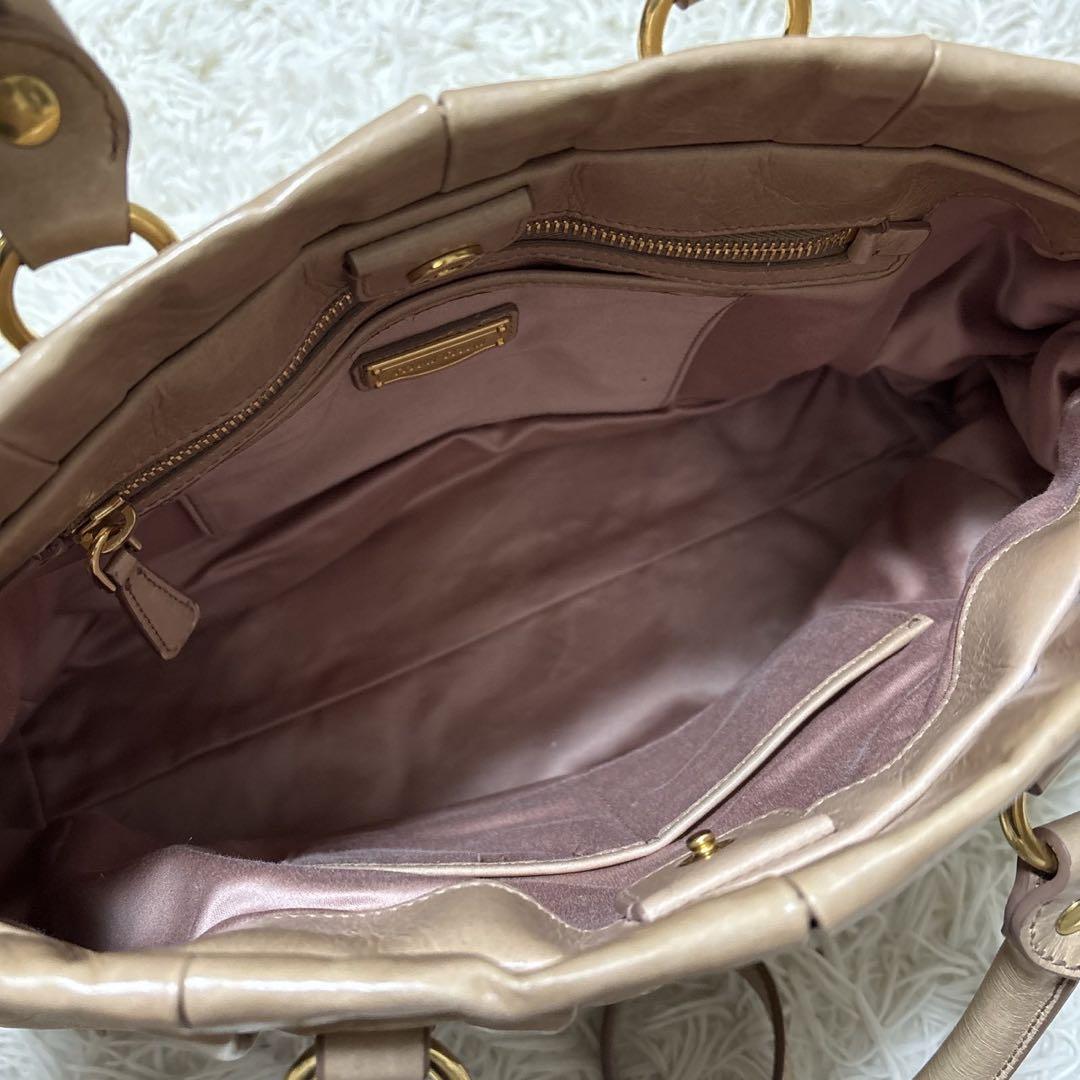 ミュウミュウ　ハンドバッグ　ヴィッテロルクス　2way レザー　ベージュ