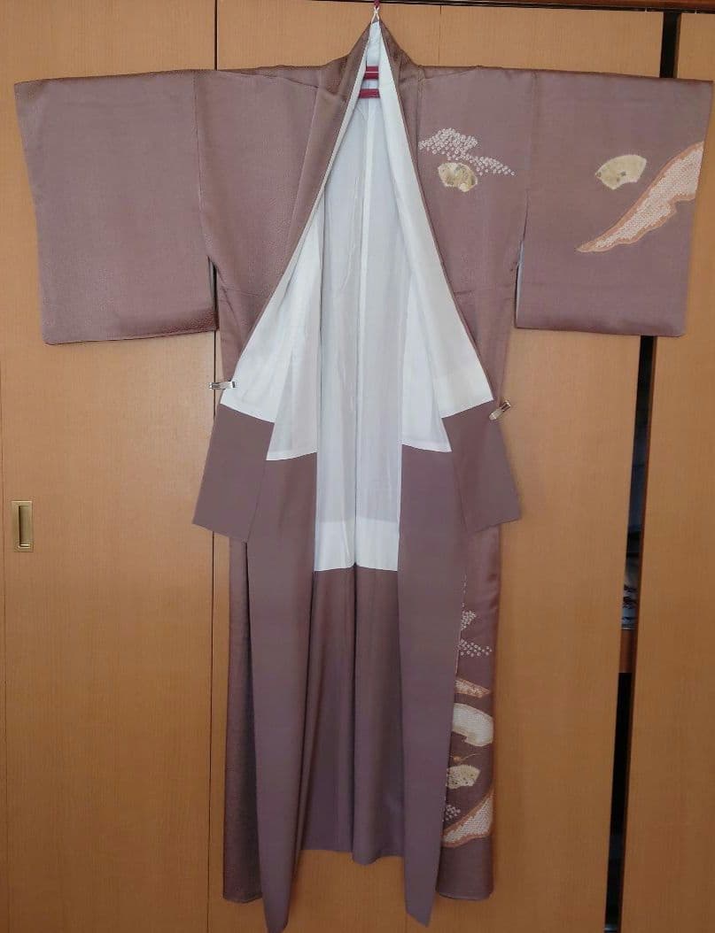 【お買い得品】訪問着　駒刺繍　絞り　流水花文　正絹　袷　唐織六通袋帯