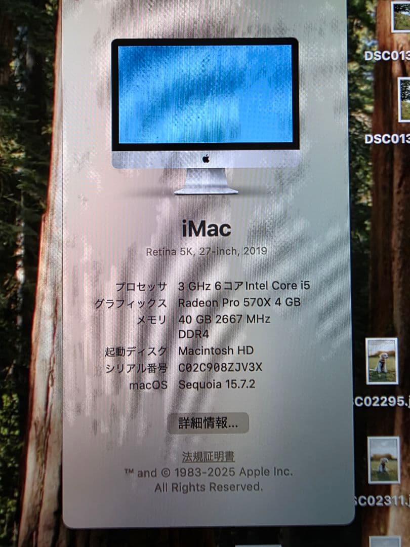iMac Retina 5K 27インチ 2019/512GB/メモリ40GB