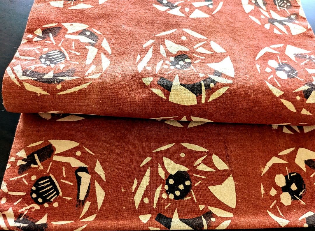 木綿　型絵染め　民芸調