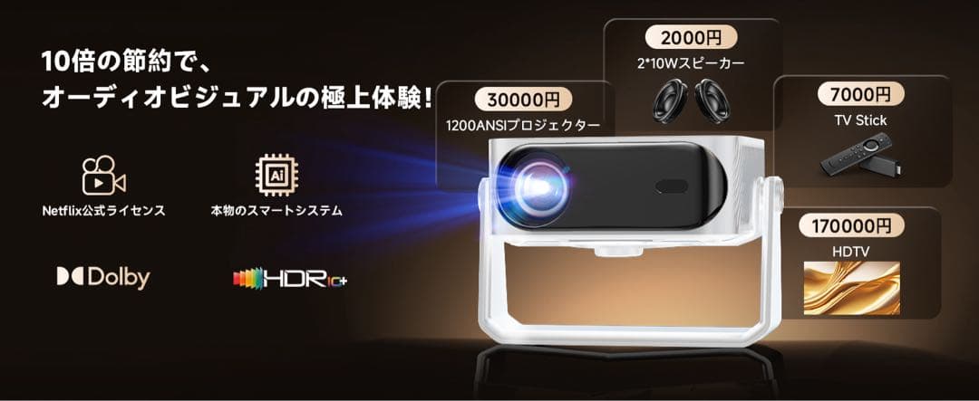 【限定カラーセール】【4K対応】 小型プロジェクター 1200ANSIピンク