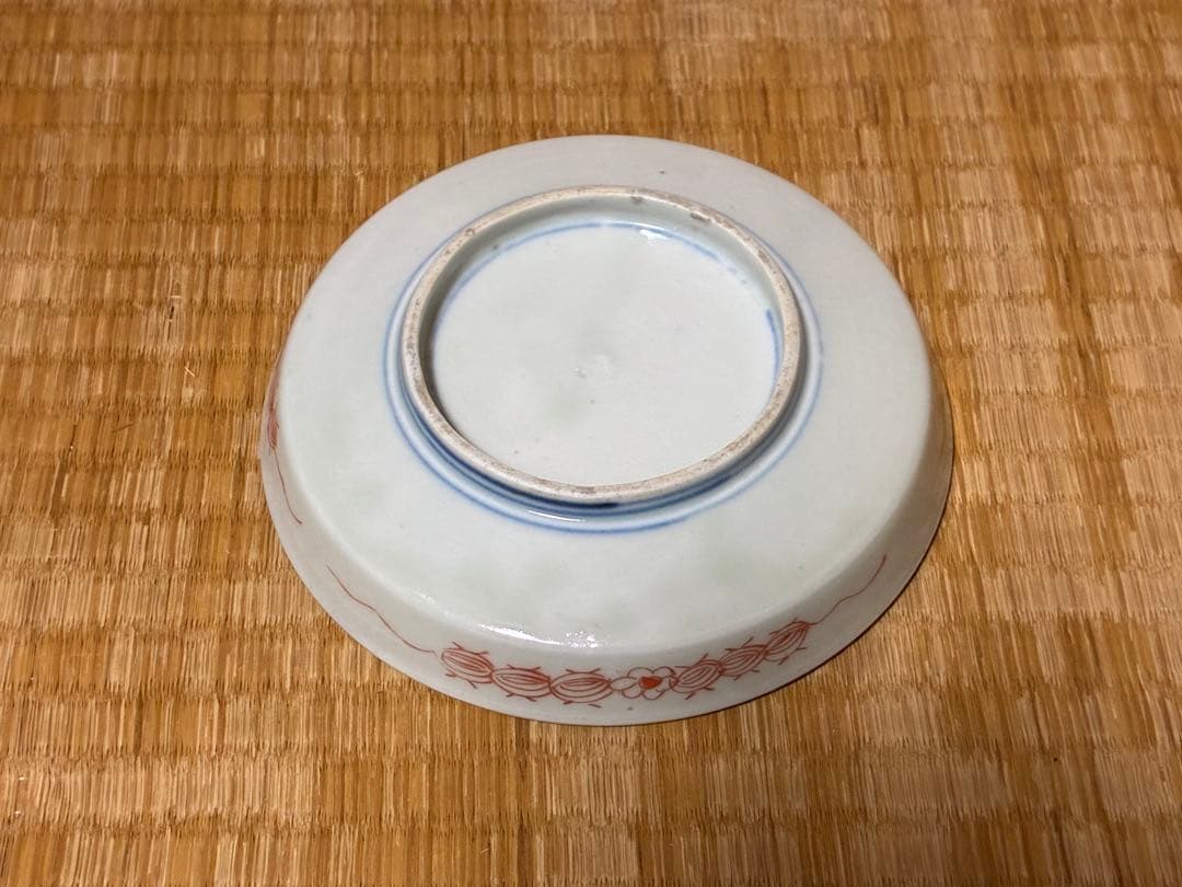 古伊万里 魚紋 風景図 色絵 長皿 丸皿 二点