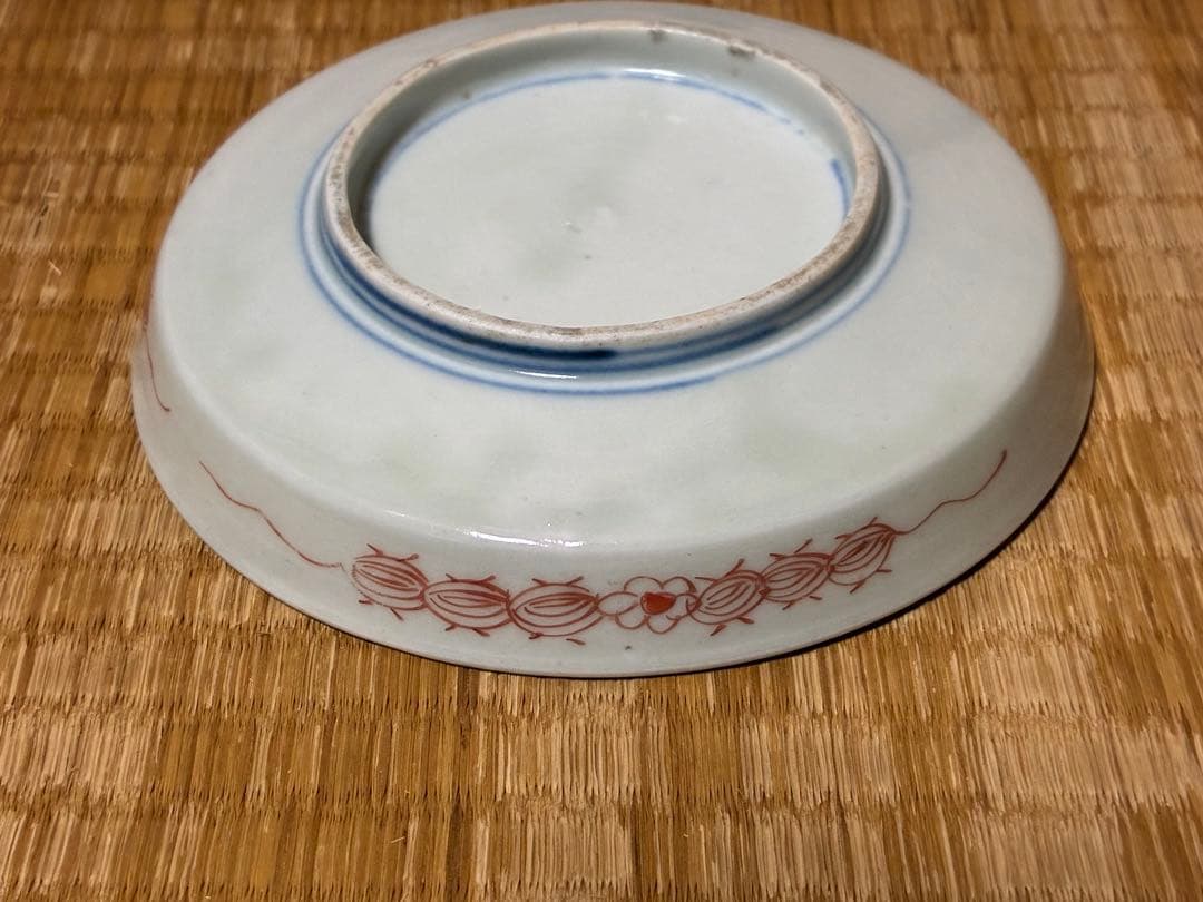 古伊万里 魚紋 風景図 色絵 長皿 丸皿 二点