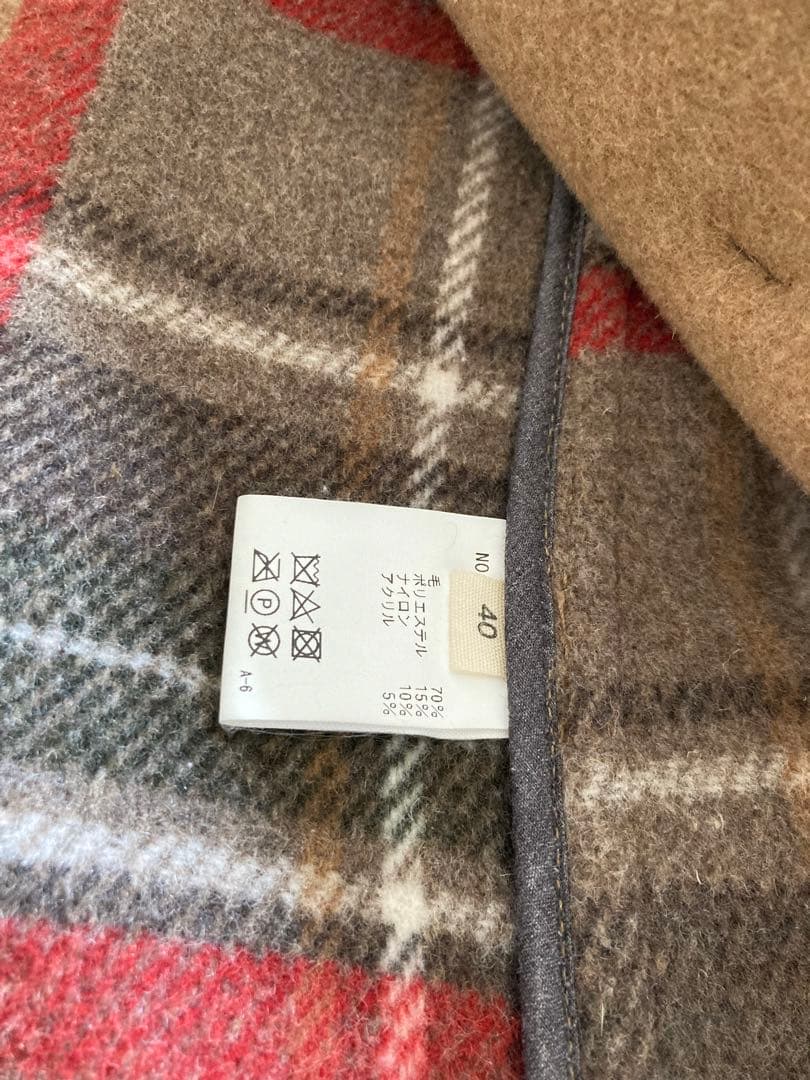 BLUE BLUE メンズ ベージュダッフルロングコート フード付き