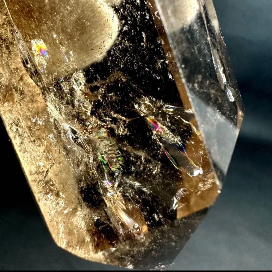 【金運· 魔除 】ルチルクォーツ ☆虹☆スモーキークォーツダブルポイントA950