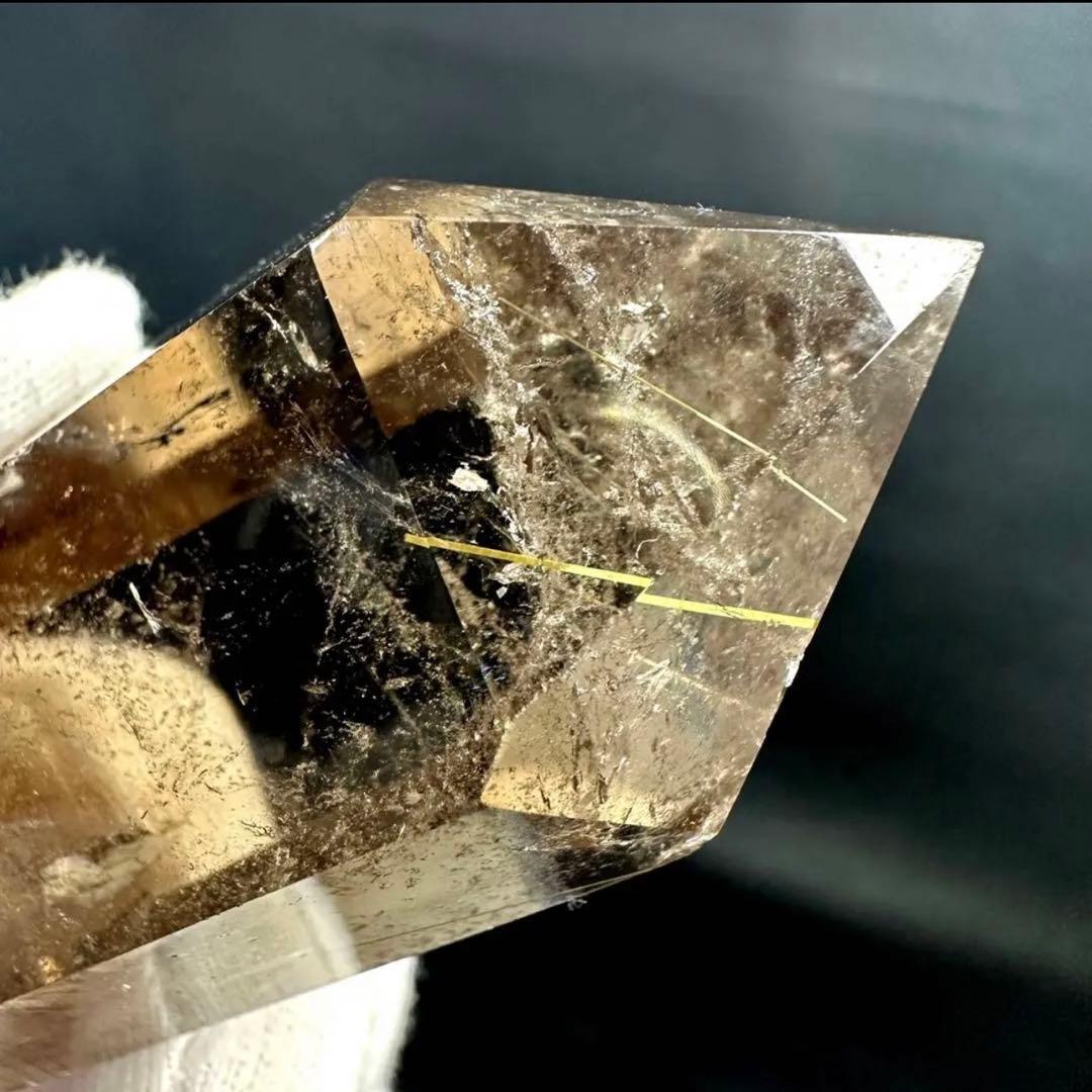 【金運· 魔除 】ルチルクォーツ ☆虹☆スモーキークォーツダブルポイントA950