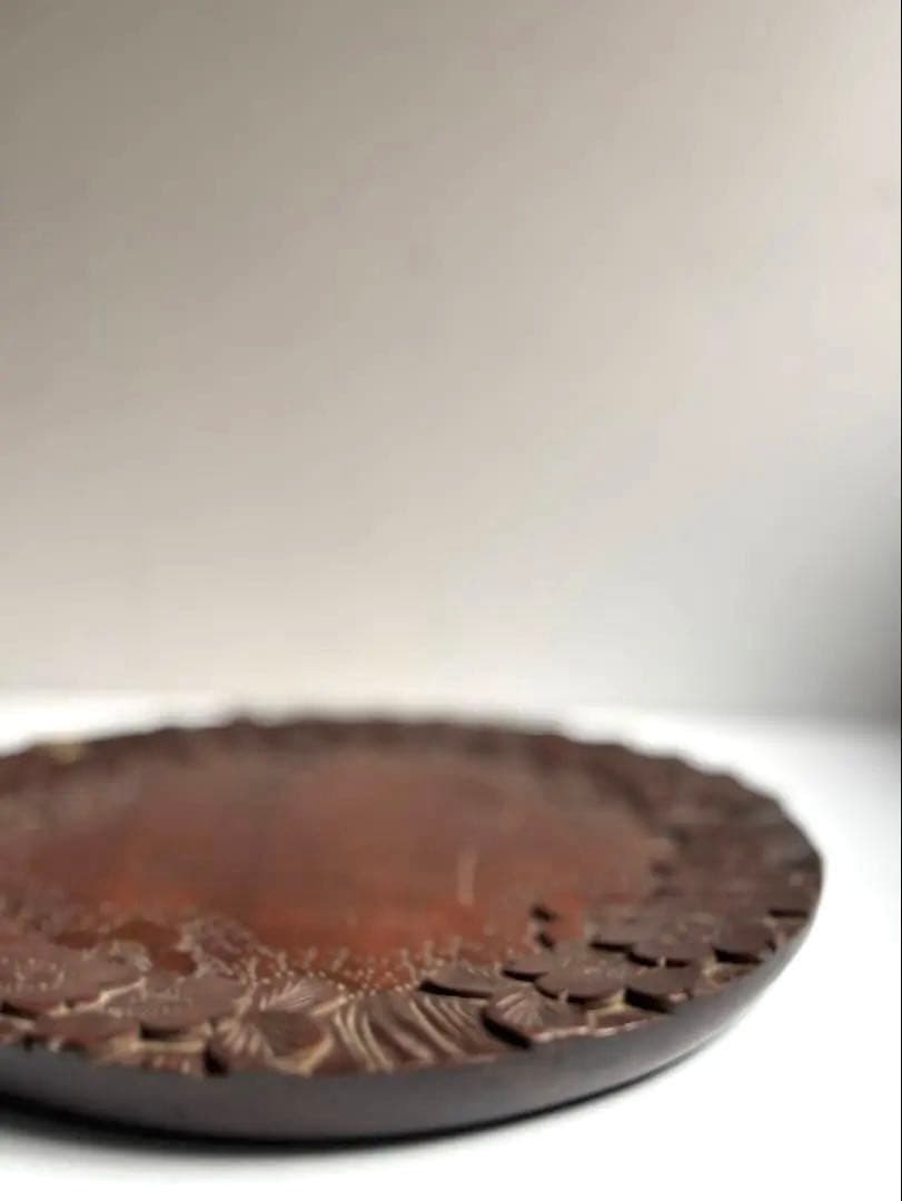 754 ヴィンテージ 軽井沢彫 桜彫 丸盆 大阪屋家具店 金継ぎ 民芸 工芸