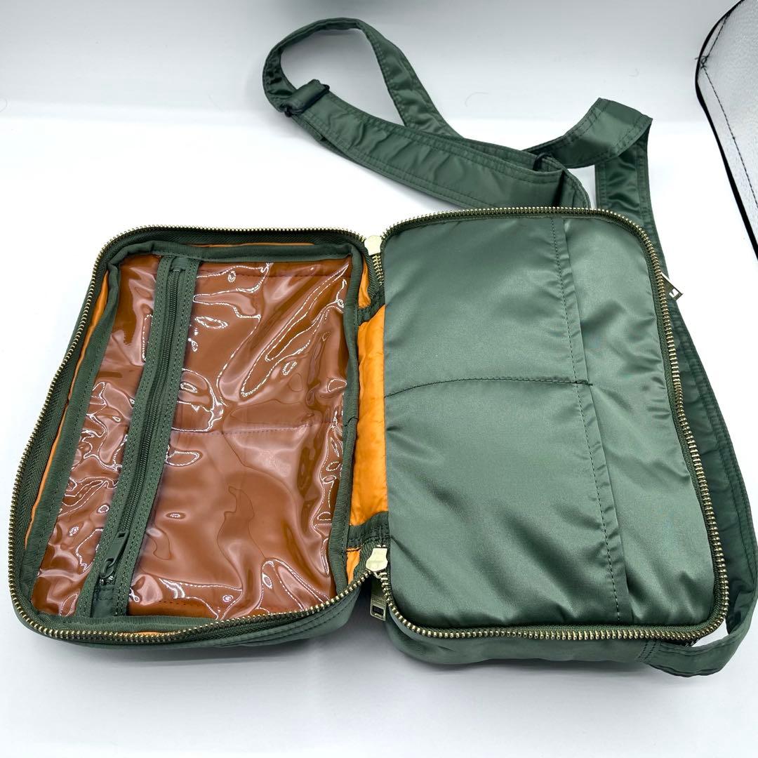 未使用◎2層/PORTER セージグリーン ショルダーバッグ タンカー 緑