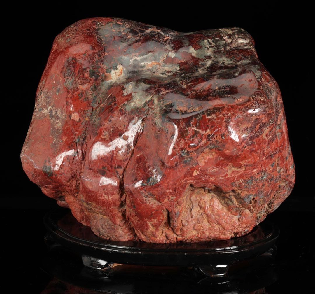 佐渡 赤玉石 碧玉 赤石 鑑賞石 水石 原石 鑑賞石 飾石 台座付 47.5kg