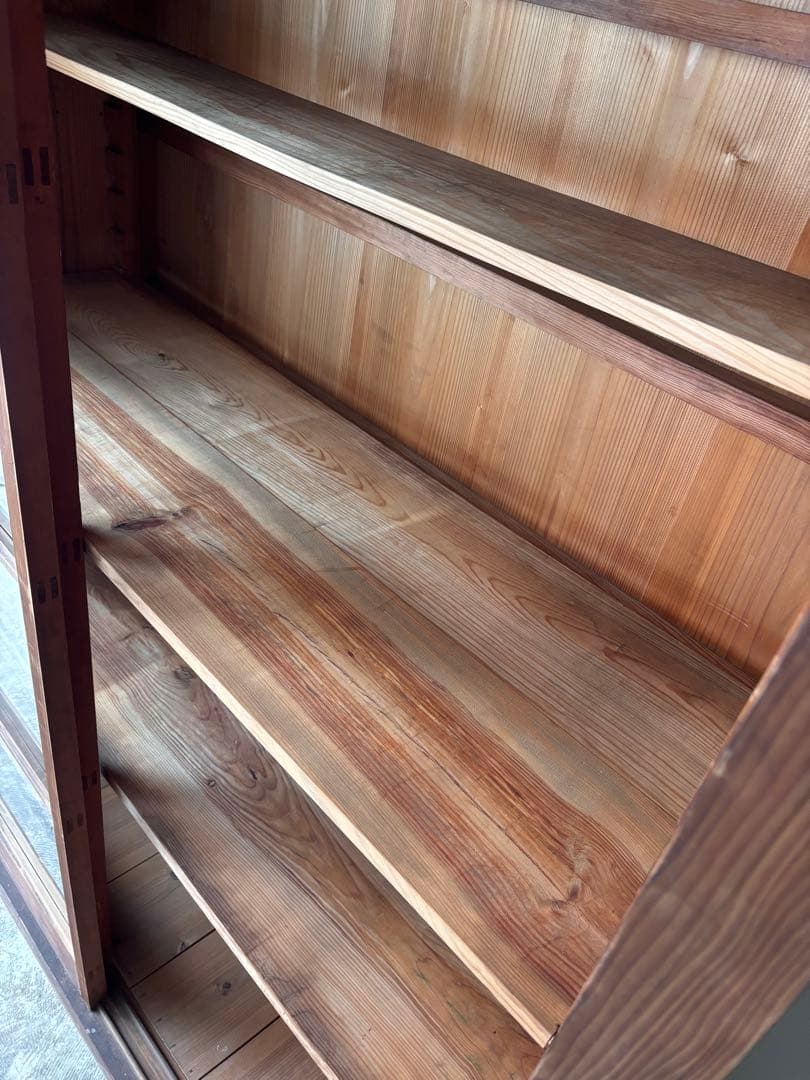 古い水屋　食器棚　ガラス棚　本棚　ガラスケース ショーケース　什器　天然木 2