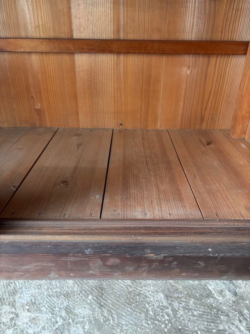 古い水屋　食器棚　ガラス棚　本棚　ガラスケース ショーケース　什器　天然木 2