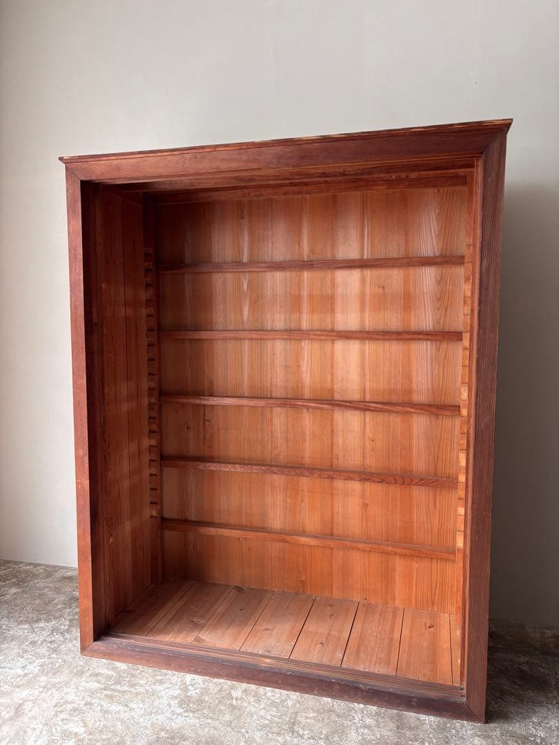 古い水屋　食器棚　ガラス棚　本棚　ガラスケース ショーケース　什器　天然木 2