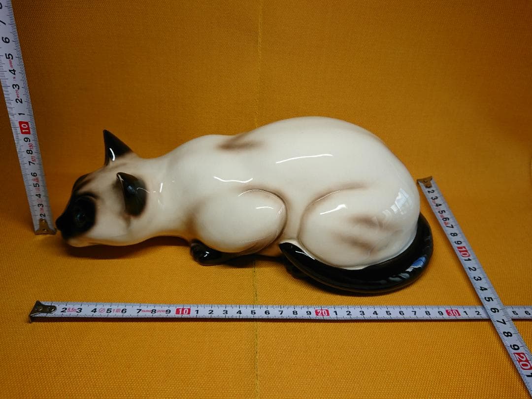 【美品】ネコ　猫　シャム猫　陶器　置物　インテリア　工芸品　美術品　A3052