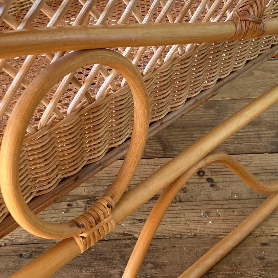 ヴィンテージラタン ベビーベッド 折り畳み キャスター クーファン アンティーク