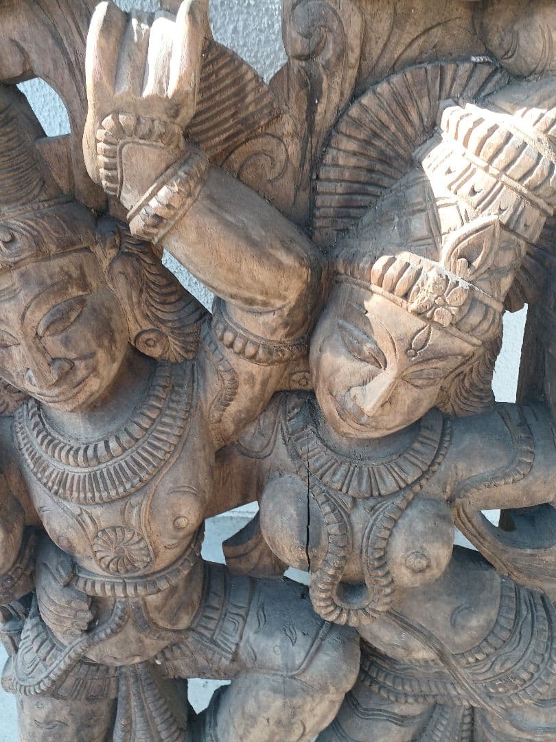 アンティーク　木彫り　一刀彫　高さ約186cm