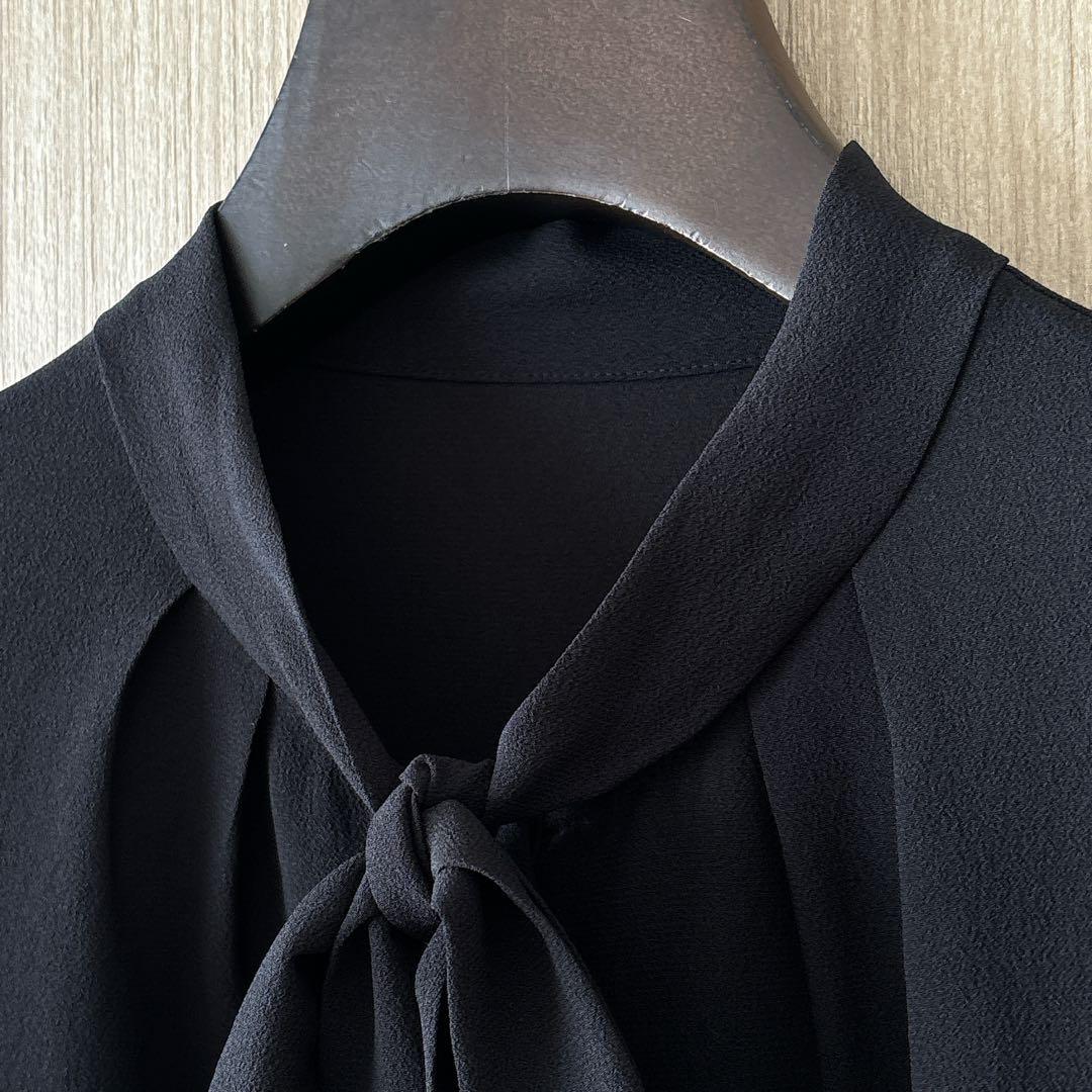 【1178】アナイ　ジョーゼットボウタイ　ブラウス　黒　38