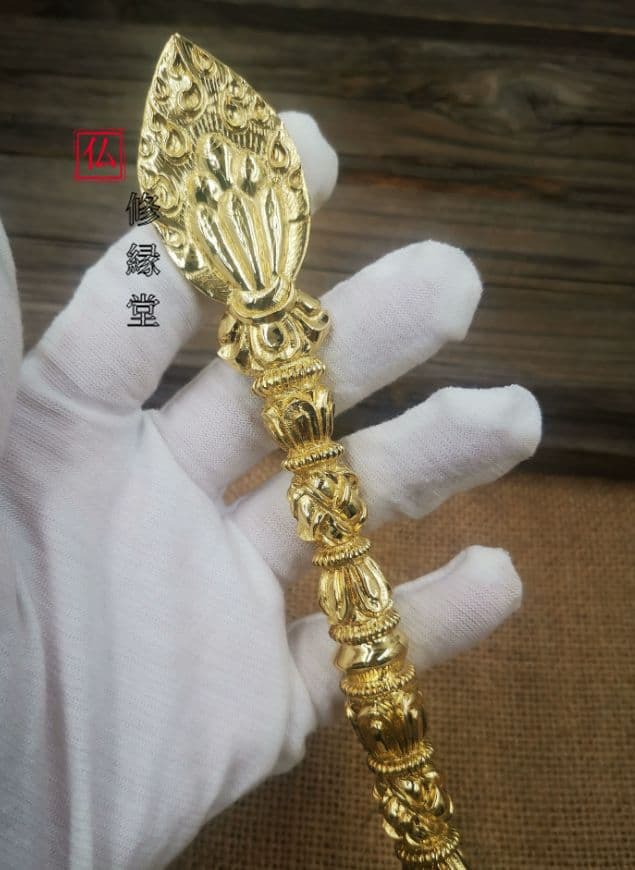 【修縁堂】 密教法具古美術品 真鍮製 如意財神剣 辟邪 開運