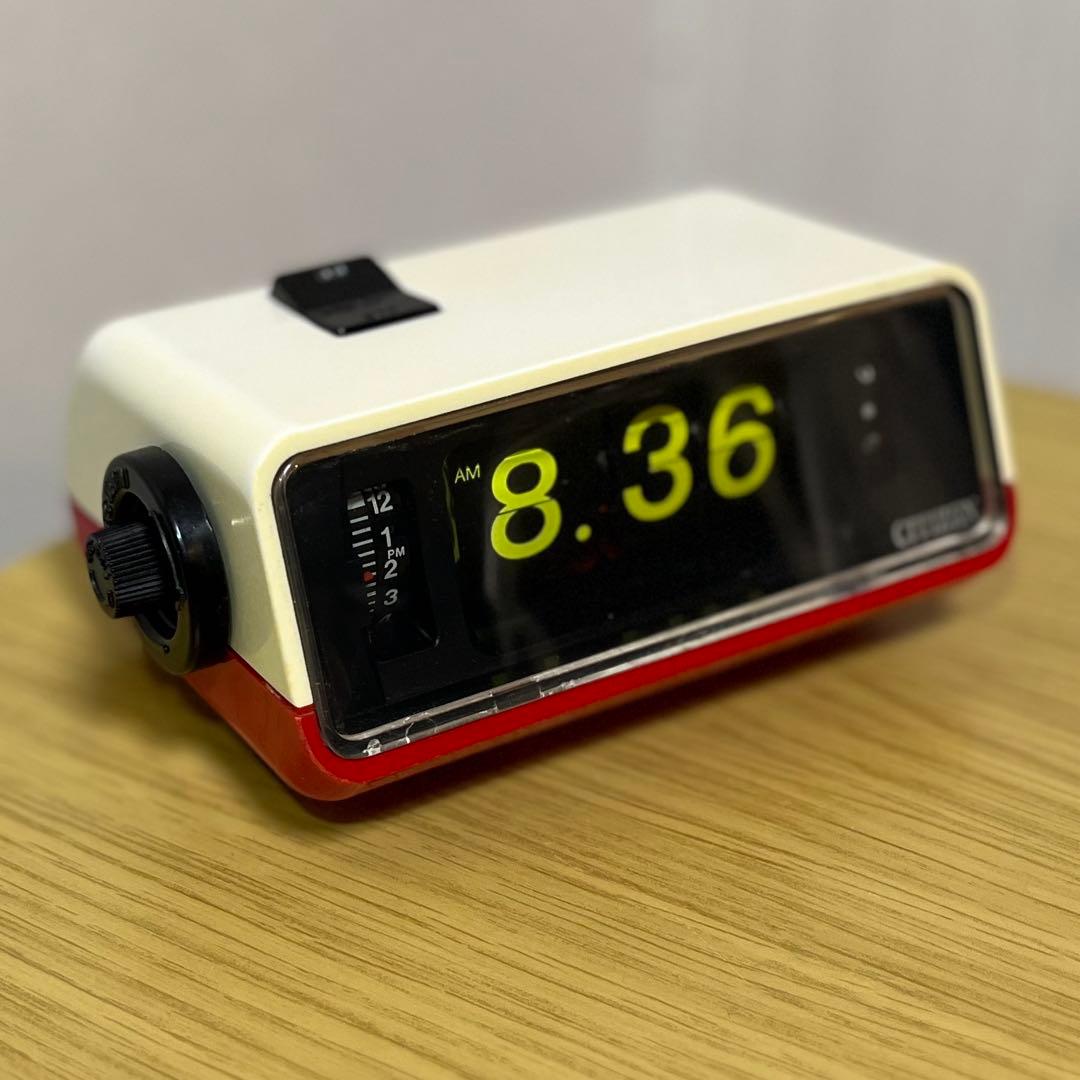 【メンテ済・動作正常】CITIZEN パタパタ時計 ハイリーフ・カーチス赤白