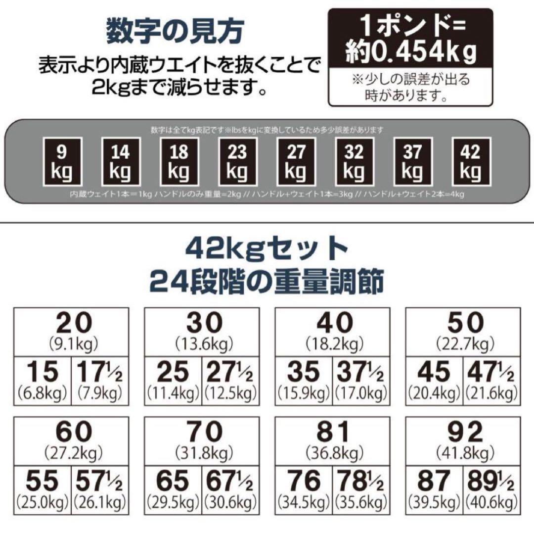 可変式ダンベル パワー ブロックダンベル 42kg 2個セット