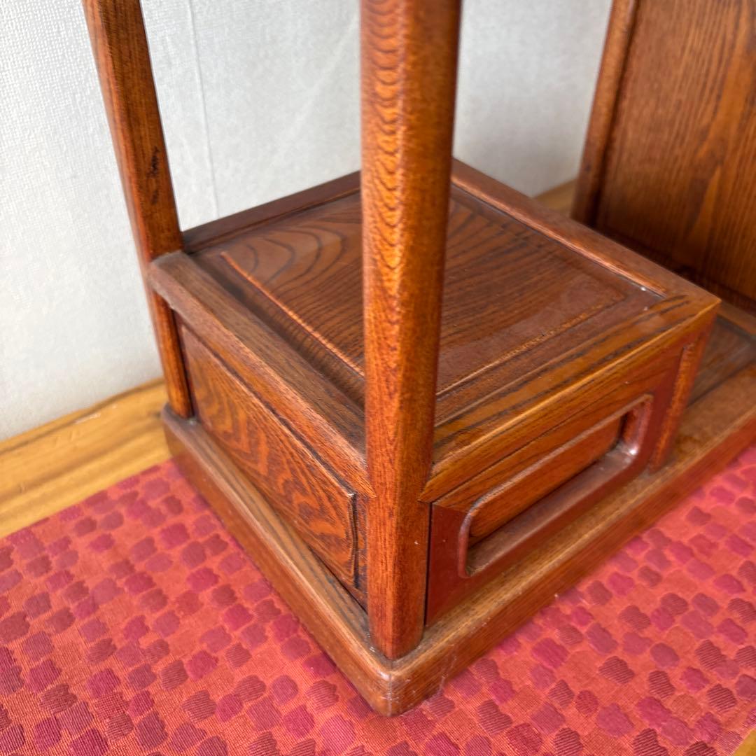 天然木　段違飾り棚　茶箪笥　ミニ