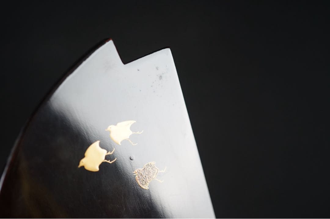 波 千鳥蒔絵 手桶水指 時代物 箱付 茶道具