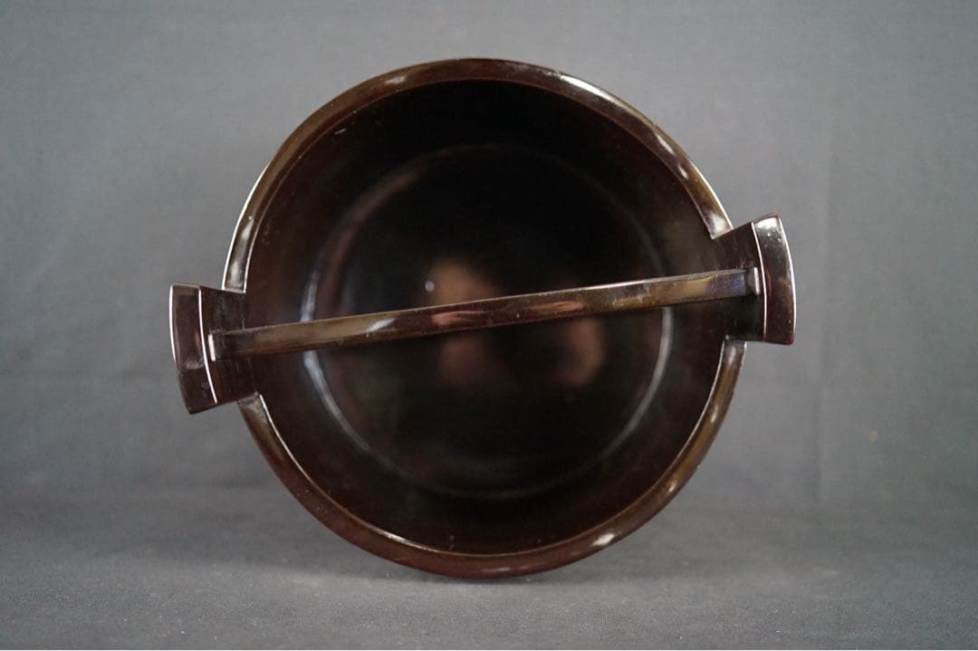 波 千鳥蒔絵 手桶水指 時代物 箱付 茶道具