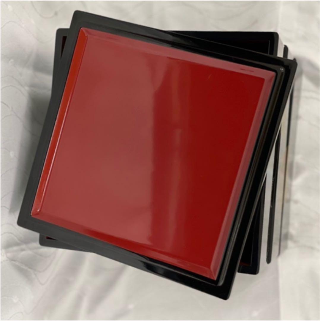 高級漆器　重箱　漆塗り　木製　金箔　会津塗り