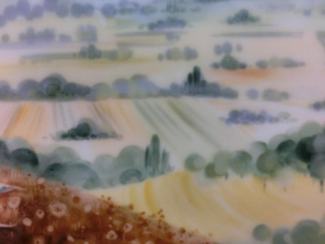 【マイセン】ドイツ丘陵風景・陶板画（値下げ再出品）