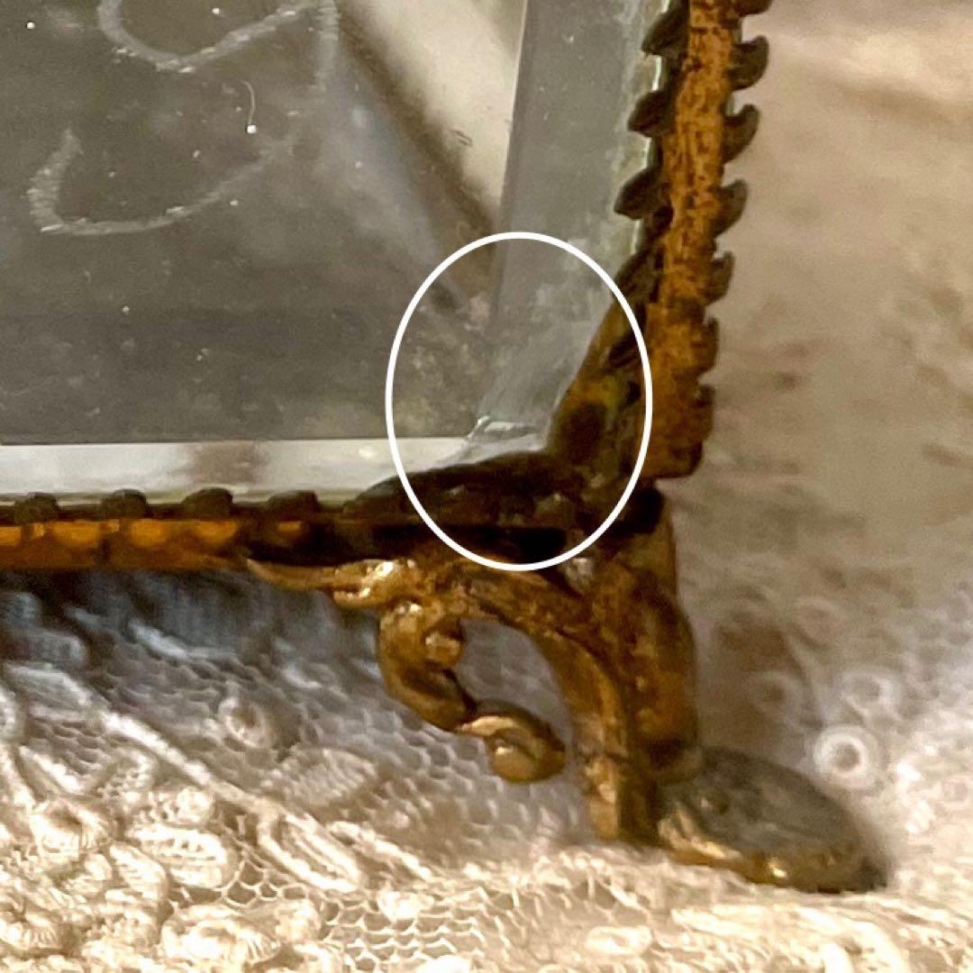 ローズ柄ベベルガラスジュエリーボックス　アクセサリーケース　フランスアンティーク