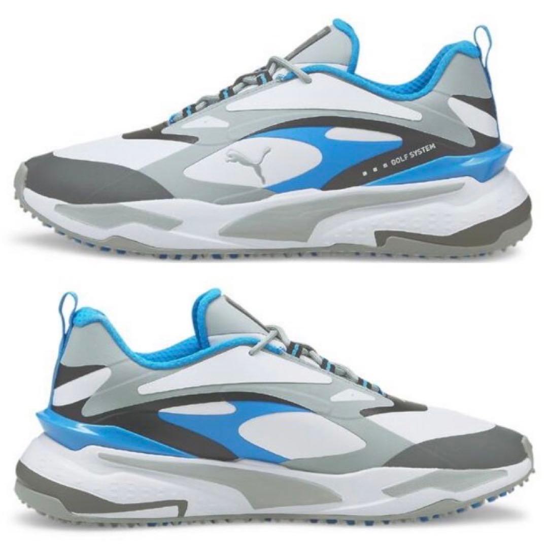 新品メンズプーマゴルフシューズGSファスト 376357-01(ホワイトブルー)