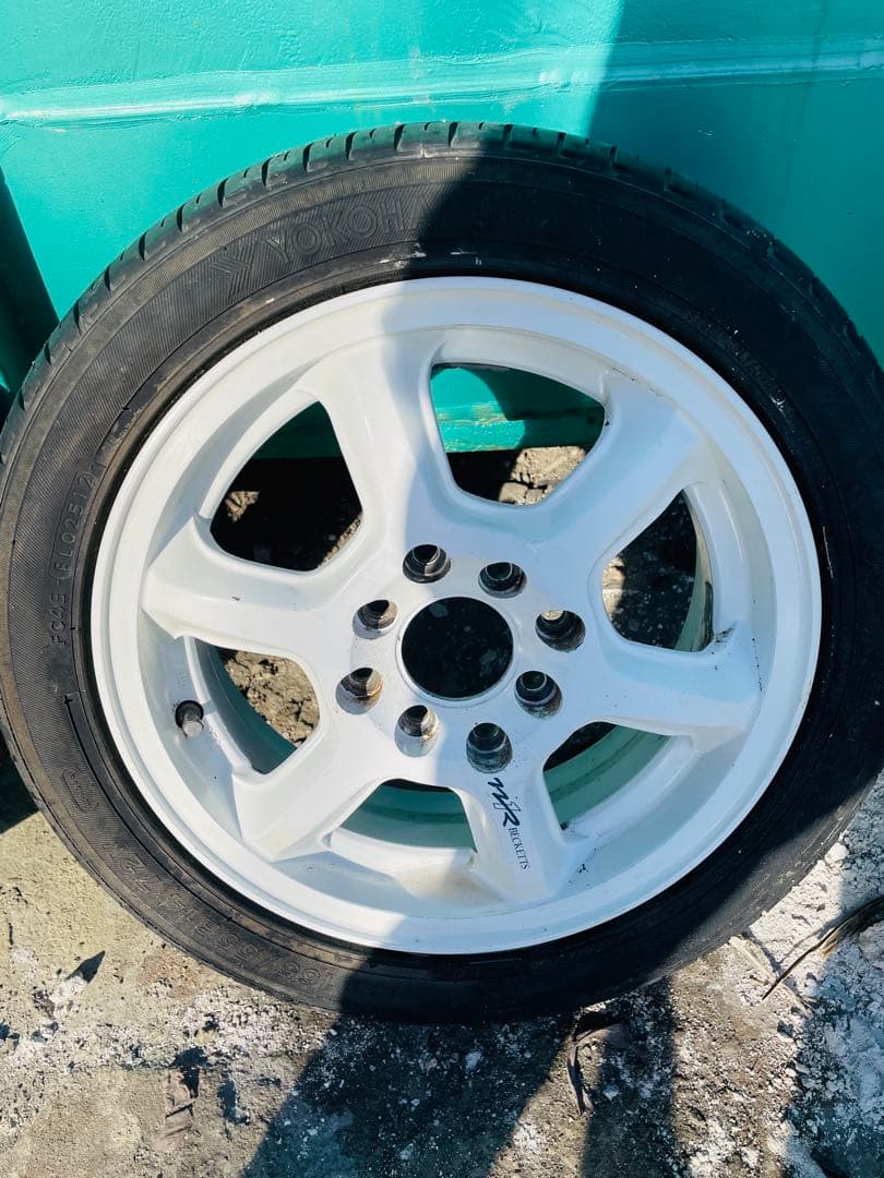 14インチ白アルミ＋タイヤ165/55R14 溝あり良好