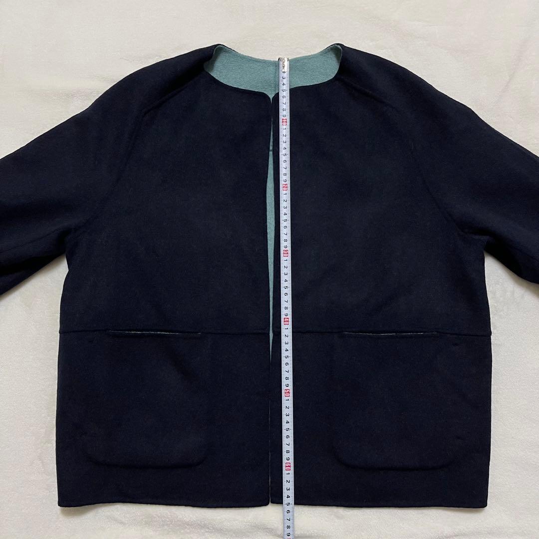 極美品 ヒューマンウーマン リバーコート ＷＮメルトンバイカラーコート ウール