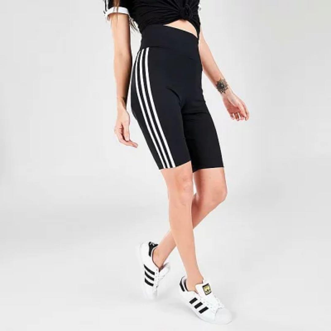 新品☆adidas 2XOTサイズ ショート レギンス 3ストライプ 黒