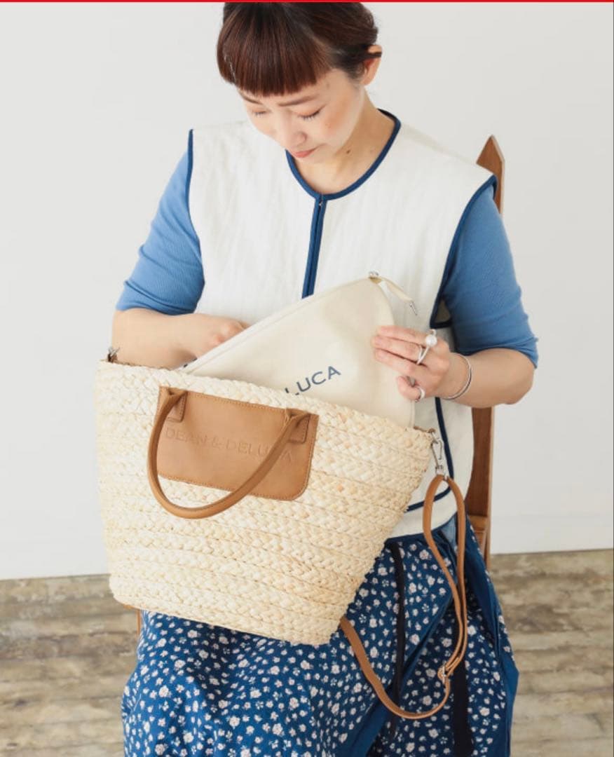 SALE！DEAN & DELUCA ストロー かごバッグ大