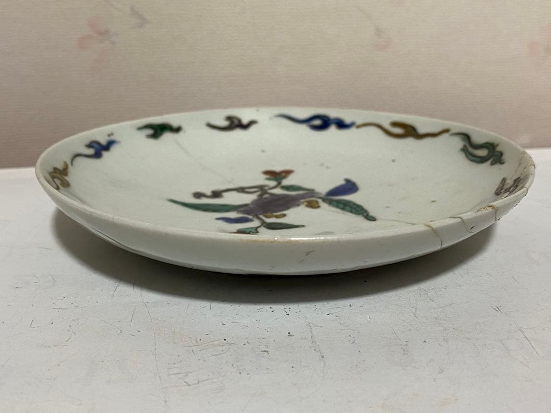 ♦江戸時代前期 古九谷 五彩九谷 小皿 珍物 珍品 古九谷様式 古美術品 骨董品