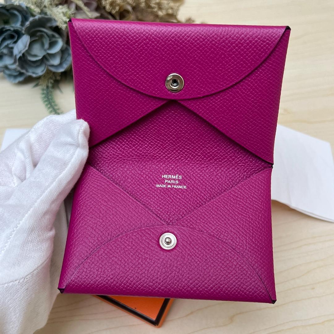 極美品 エルメス カルヴィ ローズパープル 名刺入れ ケース 箱付き
