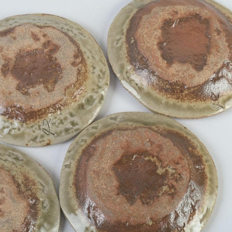 和食器　茶懐石　幸兵衛窯　灰釉　銘々皿　五客　共箱　N　9396