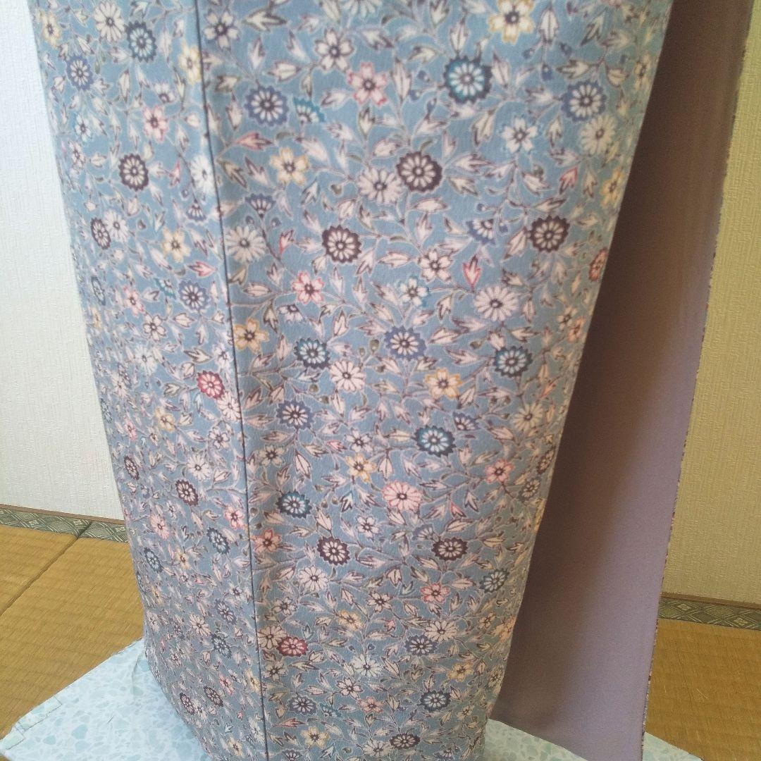 【さんび誂製】上質化繊・小紋・小花柄・くすみ水色系・袷・美品