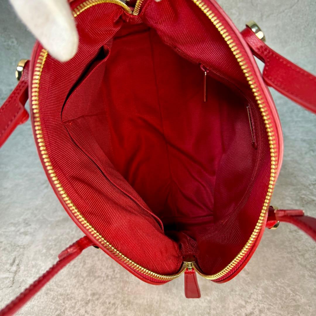 【極美品】FURLA フルラ パイパー M 赤 2WAY ハンドバッグ