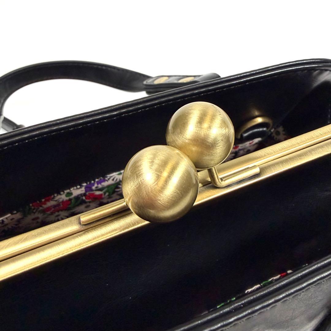 【未使用に近い】アナスイ　ハンドバッグ 2way がま口　ディディオン　黒